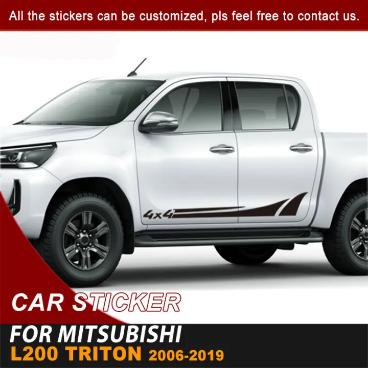 For Mitsubishi L200 Triton 2006-2019 Side Door Car Stickers 4X4 Stripe ...