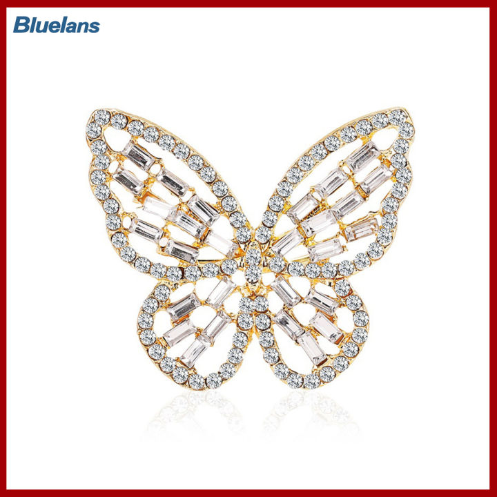 Bluelans®ของขวัญเครื่องประดับแหวนแบบเปิดผีเสื้อกลวงแบบเพชรสังเคราะห์ของผู้หญิงสุดหรู
