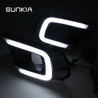 SUNKIA LED Car DRL Daytime Running Light with Fog Lamp Hole Turn Signal Style Relay For FIAT Freemont Dodge Journey 2014-2016