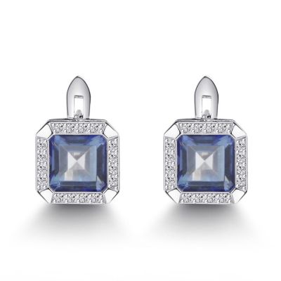 Gems Ballet 3.77Ct Natural Iolite Blue Mystic Quartz Gemstone Clip Earrings 925 Sterling Silver Fine Jewelry For Women