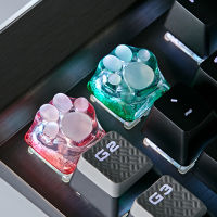 Cute 3D Snow Cat Paw Design Resin Keycaps For Cherry Mx Switch Mechanical Keyboard Green Pink White Transparent Backlit Key Caps