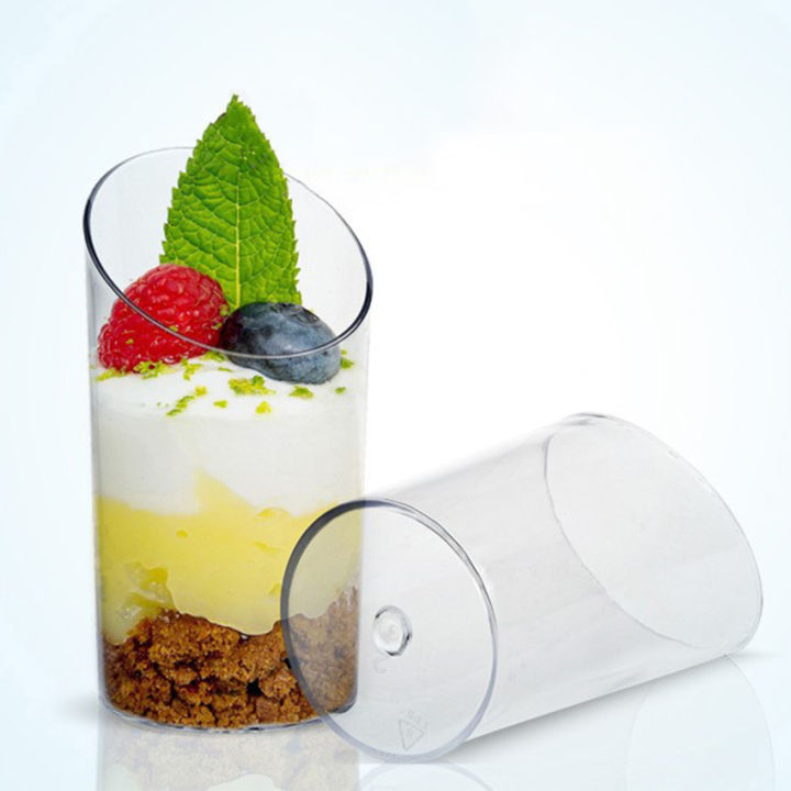 10ชิ้นถ้วยพุดดิ้งอบเค้กแบบใช้ซ้ำได้ถ้วยขนมหวาน70มล-พลาสติกโยเกิร์ตขนาดเล็กมูสของหวานถ้วยอุปกรณ์ตกแต่ง