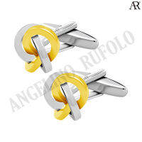 ANGELINO RUFOLO Cufflink(คัฟลิงค์) ดีไซน์ Arch Knot กระดุมข้อมือคัฟลิ้งโรเดียมคุณภาพเยี่ยม ตัวเรือนสีเงิน-ทอง