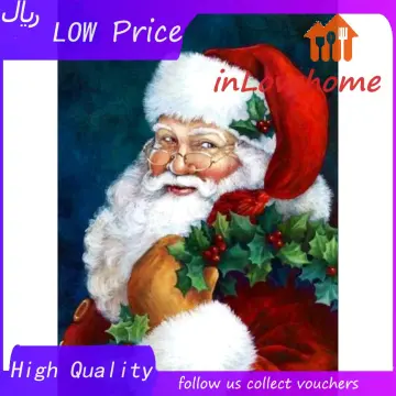 Christmas Artificial Diamond Painting Kit 3D Painting DIY Christmas Diamond  Art Ornaments Santa Claus Diamond Painting Mosaic Kits Home Decor Wall Art