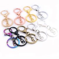 5pcs/lot 30mm Chain Key Ring Long 70mm Popular classic 8 Colors Plated lobster clasp key hook chain jewelry making for keychain Key Chains