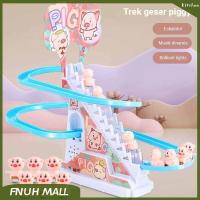 6PCS Piggy Chasing Playset Educational Climbing Stairs Toys Electric Piggy Stair Climbing Toy Pig Climbing Stairs Slides for Children astounding
