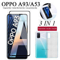 (3in1) สำหรับ OPPO A93 A53 A92 A52 A31 2020 กระจกเทมเปอร์ฟิล์มป้องกัน + ป้องกันเลนส์กล้องฟิล์มป้องกัน + คาร์บอนไฟเบอร์ฝาหลังสติกเกอร์ฟิล์มป้องกัน.