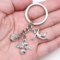 Creative DIY Key Chain Volleyball Player Girl Stainless Steel Keyring Charms Women Jewelry Accessories Pendant Gifts Fashion