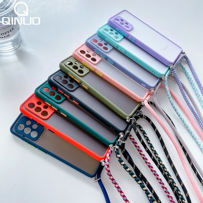 「Enjoy electronic」 Hang Neck Strap Lanyard Case For Samsung Galaxy A32 A12 A52 A72 M31 A51 A71 A02S S20 FE S21 Plus Note 20 Ultra Matte Clear Cover