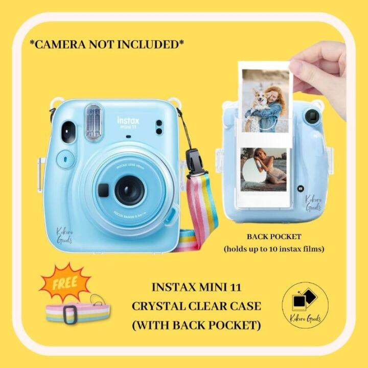 ALL NEW! Fujifilm Instax Mini 11 Camera Clear Case with back pocket