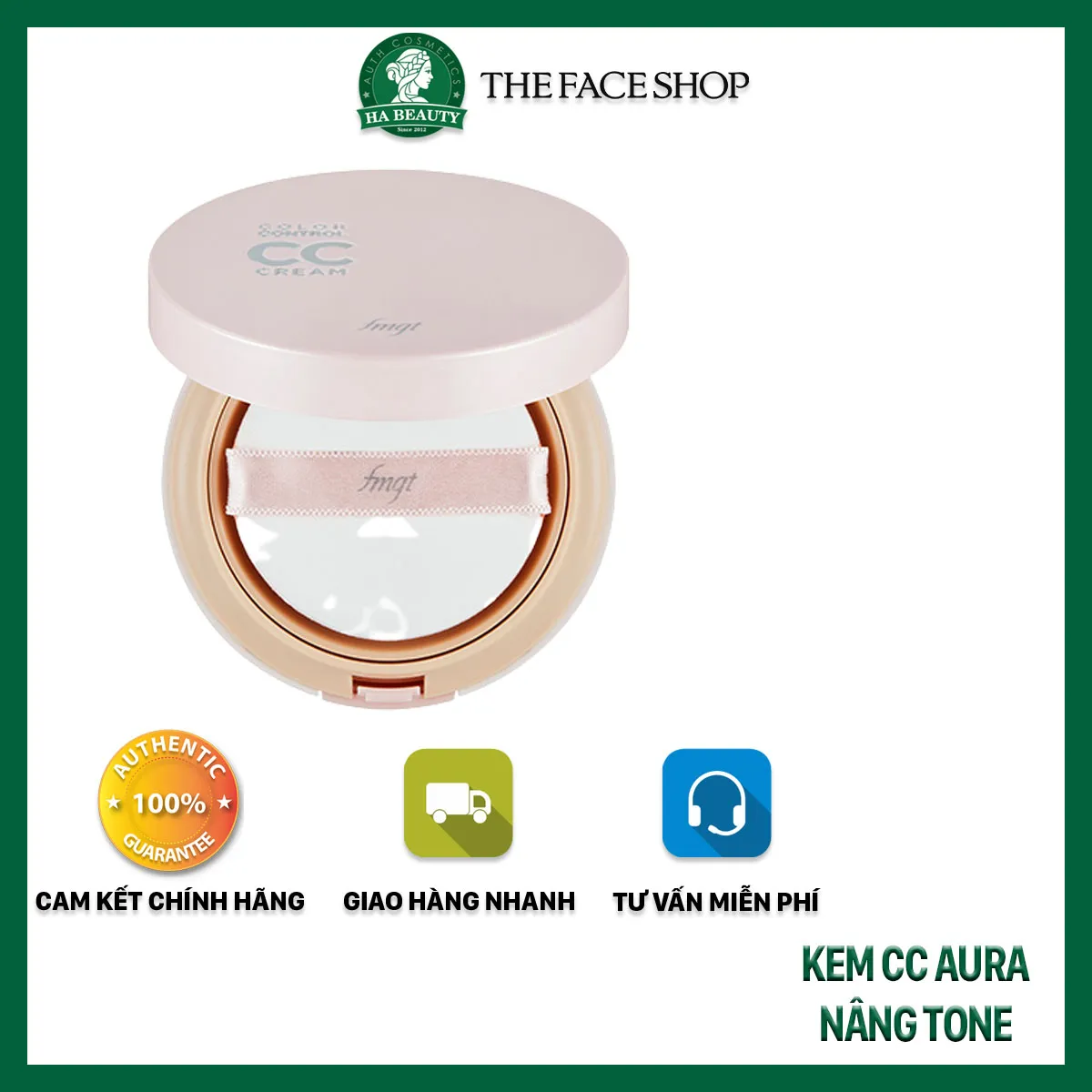 Kem nền trang điểm chống nắng SPF30 PA++ nâng tone sáng da Aura CC Cream  The Face Shop 20g 