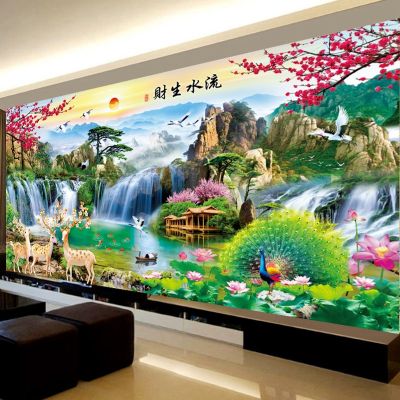【hot】۞◈  Elk Peacock Scenery Painting Printed Canvas Kits Embroidery Set Cotton Thread Needlework