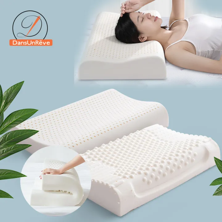 Natural Latex Pillow Neck Support Antibacterial Ergonomic Design Pillow ...