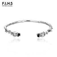 【เครื่องประดับ Suellen 】 F.I.N.S ดั้งเดิมสไตล์เกาหลี S925สเตอร์ลิงเงินสีดำกุหลาบเซอร์โคเนียกำไลย้อนยุคแนวแฟชั่นตากำไลข้อมือแบบเปิดเครื่องประดับมือที่ดี