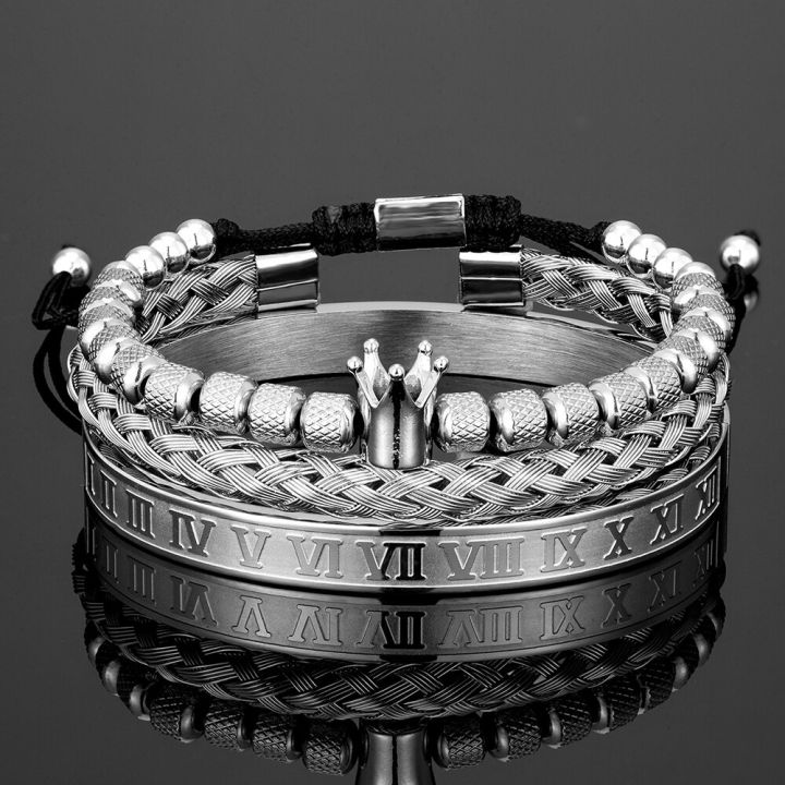 Men's Royal Crown Charm Cuff Bracelet
