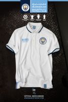 เสื้อโปโลแขนสั้น ผ้าโพลี Manchester City รุ่น MCFC-MP006 สีขาว ฟ้า กรม