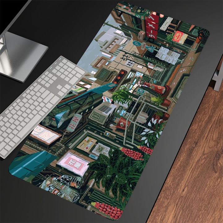 pixel-japan-street-mouse-pad-แผ่นรองเมาส์เกมมิ่งยางธรรมชาติ-แผ่นรองเมาส์เดสก์ท็อป-แผ่นรองเมาส์คอมพิวเตอร์-xxl-90x40-ซม