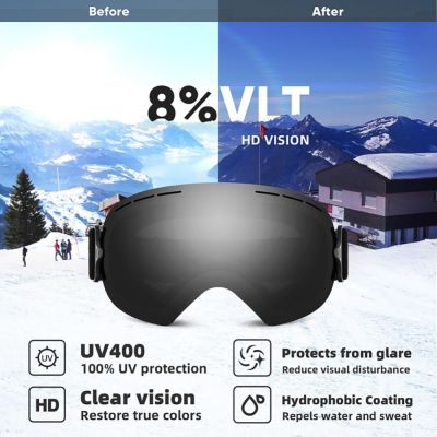 TPU Ski Goggles Outdoor Mountain Skiing Windproof Eyewear Large Spherical Ski Goggles Cycling Sunglasses Mens Skiing Eyewear