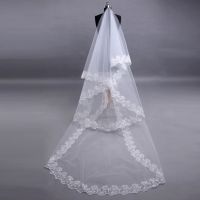 1 Layer Women Bridal White Ultra Long Wedding Veil Wide Embroidered Hexagonal Floral Applique Edge Marriage Solid Without Comb