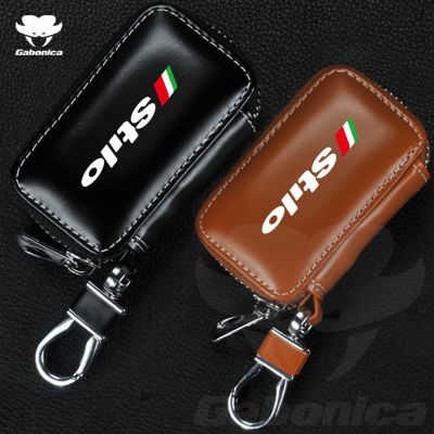 dfthrghd New Genuine Leather Car Remote Key Fob Skin Holder Car Key Case Cover for Fiat Stilo 500 Idea Panda Punto Doblo Grande Minibus