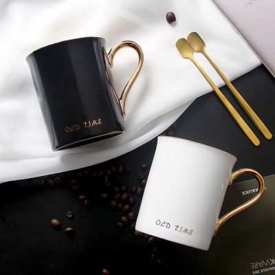 ✴✸  Household ins style office with lid spoon coffee ceramic cup creative white solid pottery mug