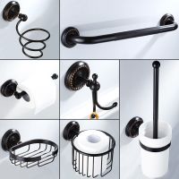 Black Bathroom Hardware Set Antique Ceramic Cup Holders Toilet Brush holder Brass Soap Dish Luxury Handrail Bathroom Accessories