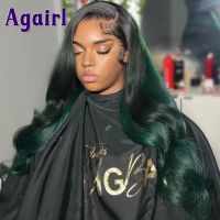 【LZ】❐  Ombre Dark Green 13X6 Lace Front Human Hair Wigs 13X5 Body Wave Lace Frontal Wigs for Women 5X5 Closure Wig Transparent Lace