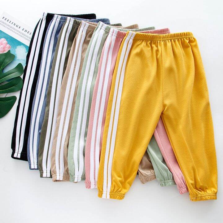 yiyepianzhou-2-13years-toddler-kids-pants-summer-harem-pants-girls-soft-trousers-drawstring-side-stripe-baby-boys-pants