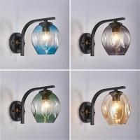 Industrial Wall Sconces Lighting, Blue Black Cognac color fading glass shade decor Wall Lantern for restaurant bar counter