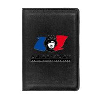 [แฟชั่น] Cool Au Contact Notre Armée Pour Vous Printing Passport Cover Holder ID Credit Card Case Travel Black Leather Passport Wallet