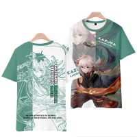 Genshin Impact 3D พิมพ์เสื้อยืดผู้หญิง/ผู้ชาย Kaedehara Kazuha ฤดูร้อนแขนสั้นเสื้อ Casual Streetwear เสื้อผ้า เกนชินอิมแพค