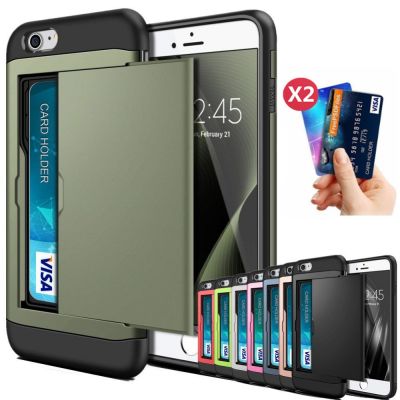 「Enjoy electronic」 For iphone 14 Pro SE 2 2020 7 8 Plus 6 6s Plus 7Plus 8Plus Slide Business Armor Wallet Card Slots Holder Cover For iphone 5 5s