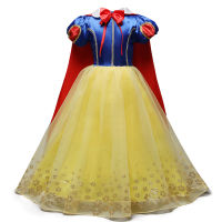 Girls Princess Snow White Dress Up For Kids Puff Sleeve Costumes with Long Cloak Child Party Birthday Fancy Gown 3-10 Years