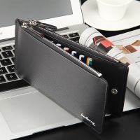 Men Wallet Credit Card Holder Leather ID Card Case Bank Wallet Large Capacity Bifold Clutch Phone Bag Hasp Cowskin Card Purse