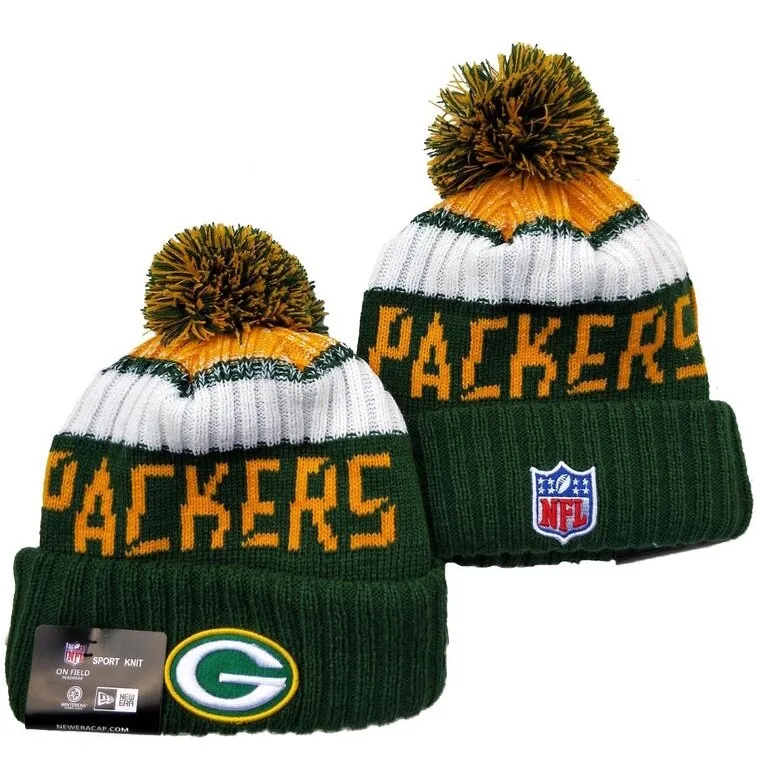 2022 2023 Newest Beanies NFL Team Knitted Cap Unisex Green Bay Packers  Kansas City Chief Oakland Raiders San Francisco 49ers Dallas Cowboys  Fashion Fur Ball Cap