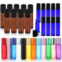 10Pcs 10Ml Essential Oil Roller Bottles Frosted Glass Roller Bottles With Stainless Steel Balls For Essential Oil Sample Bottles