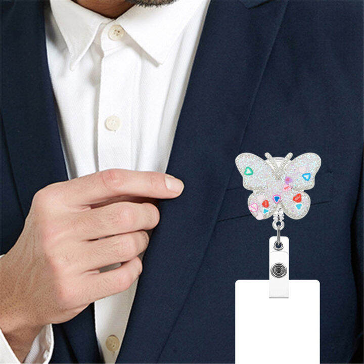 id-card-holder-nurse-badge-clip-badge-holder-retractable-nurse-badge-reel-clip-heart-butterfly-shape-badge-clip