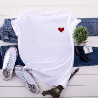 Summer Soft Premium TShirt Women Simple Heart Print Women T-Shirts Crew Neck Short Sleeve Tees T-Shirt Oversize Pink Tops