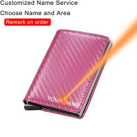 2023 Customized Wallets Carbon Fiber Credit Card Holder Wallet Men Leather Personalized Rfid Anti thief Smart Wallet Money Purse