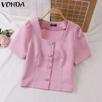 (จัดส่งฟรี)Fancystyle VONDA เสื้อเบลาส์ผู้หญิง,เสื้อเบลาส์ทำงาน OL แขนสั้นเสื้อสตรีแขนยาวเปิดไหล่ #2