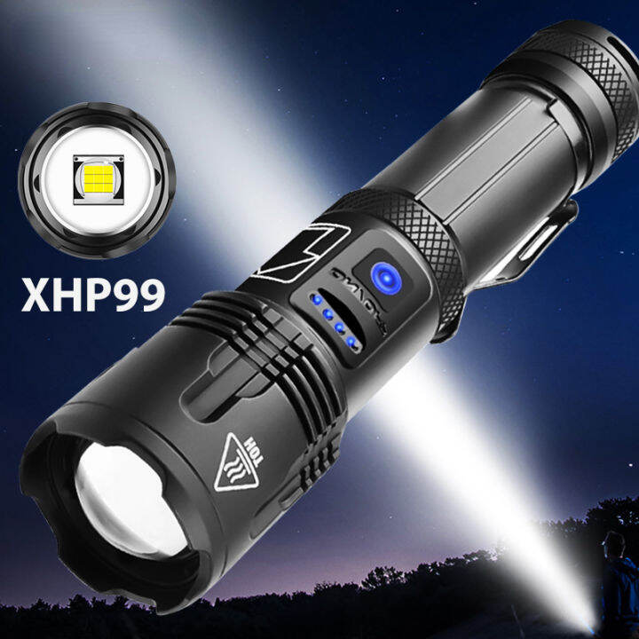 Most Powerful Torchlight Xhp99 LED Flashlight Zoom USB Chargeable Power