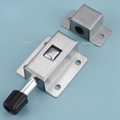 High Quality 201 Gate Door Lock Trap Stainless Steel Automatic Spring Latch Loaded Push Button Door Hardware Locks Metal film resistance