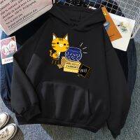 Women Hoodie Cat Looks At The Paper In The Fish Tank Print Clothes Woman Loose Oversize Tracksui Warm Funny Animal Lady Hoodies Size Xxs-4Xl