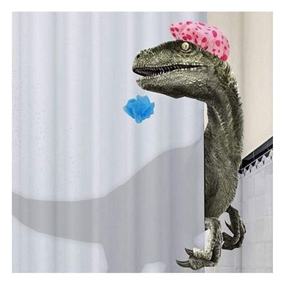 Funny Dinosaur Shower Curtain Bathroom Curtain with Hook Cartoon Bathing Dinosaur Fabric Shower Curtain for Children