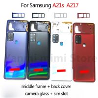 เคสฝาฝาหลังปิดโทรศัพท์โทรศัพท์สำหรับ Samsung Galaxy A217 A21s,เคสฝาผิวนอกกรอบหลังด้านหลังกระจกกล้องถ่ายรูปสล็อตซิม