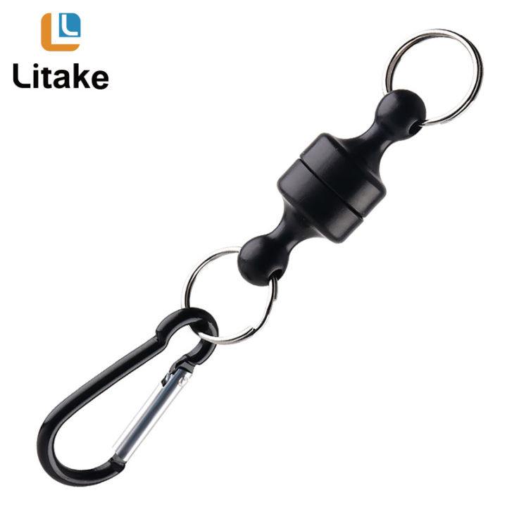 ตกปลาหัวเข็มขัดแม่เหล็กพร้อมพวงกุญแจ-carabiner-anti-falling-คลิปตกปลากลางแจ้งอุปกรณ์ตกปลา