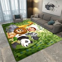 Jungle Animal Print Carpet Childrens Carpet Photography Props Carpet Living Room Bedroom Balcony Non-slip Floor Mats