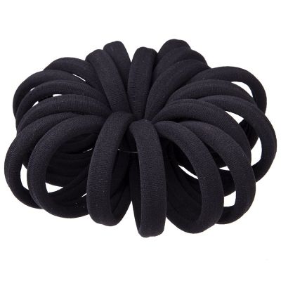 (20 Thick Black Hair Loops)-Elastic Hair Band, No Crease, Elastic Large Cotton Elastic, No Trace Ponytail Holder