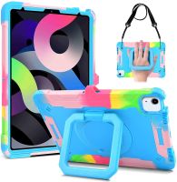 สำหรับ iPad รุ่น10th 2022เคสกันกระแทก360ขาตั้งหมุนได้และสายคล้องมือ ° เคสสำหรับไอแพด Pro 11, iPad Air 5/Air 4, iPad 9th 8th 10.2 7th,iPad Air 3