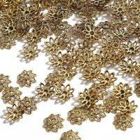 【YF】 Flor de ouro Pétala Beads Caps Bulk End Spacer Encantos Bead Jóias Fazendo Acessórios Suprimentos 50Pcs